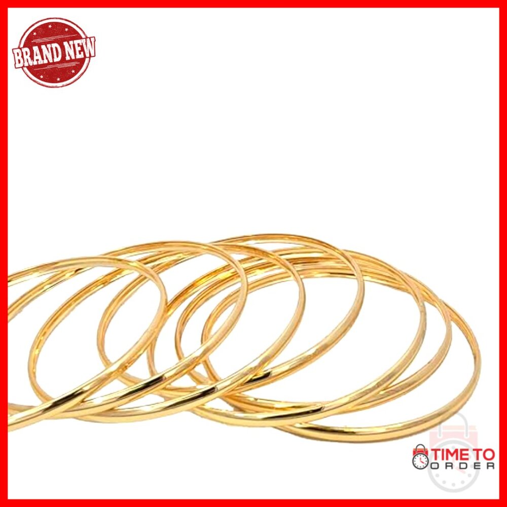Gold Toned Bangle Set Stackable Slip On Bracelets… - image 5